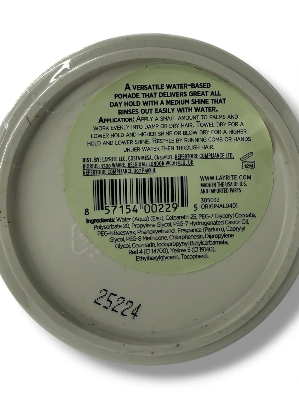 Layrite Deluxe Original Pomade 4.25 oz Water Based Hair Styling Medium Hold